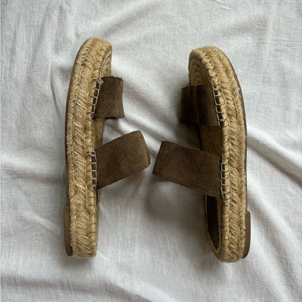 UO Urban Outfitters Chloe Espadrille Slide Jute Sole Sandal Olive Suede Size 7 - Picture 5 of 8